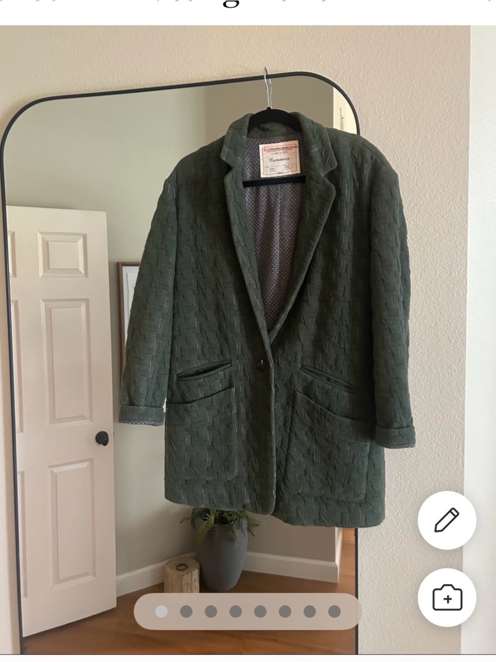 Cartonnier Olive Green Textured Blazer Coat - oversized - XS